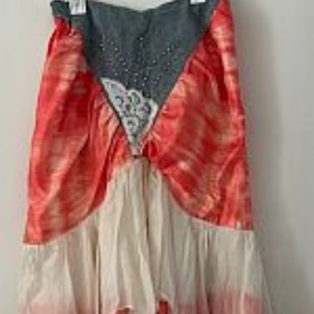 Unique French Bohemian 2-Piece Silk Ensemble – Skirt & Blouse Set